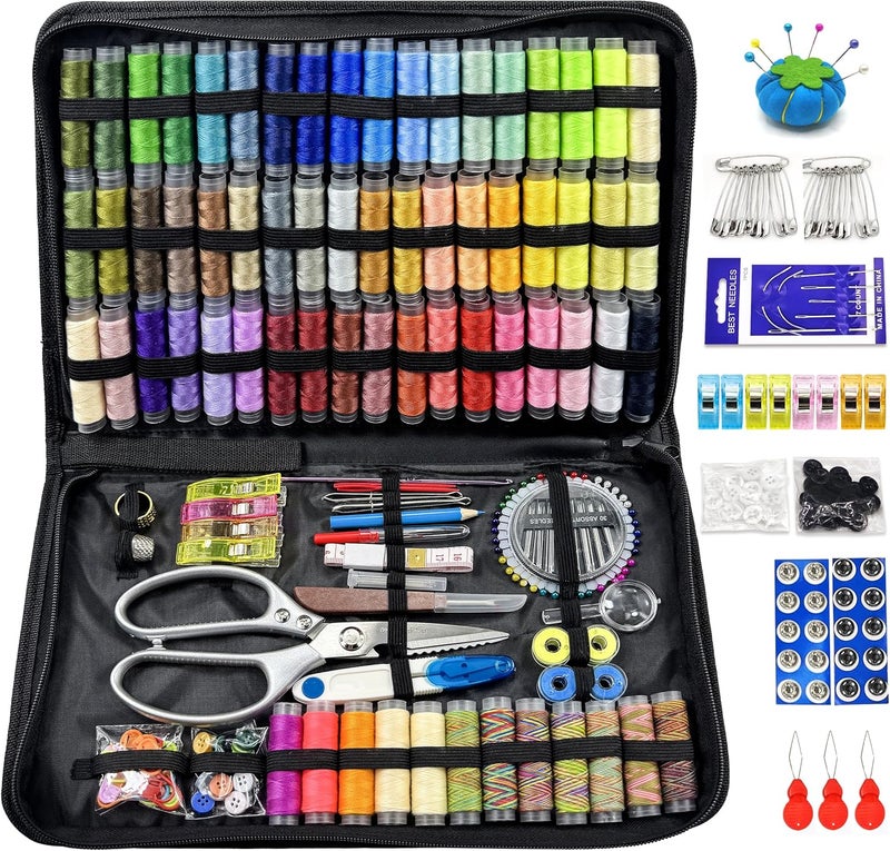 Ghguole 66 Color Sewing Kit for Adults,305 Pcs Sewing Thread Kit,Portable Needle and Thread Kit for Sewing,for Adults, Kids, Beginner, Home, Travel, Emergency Sewing Kits - Image 1